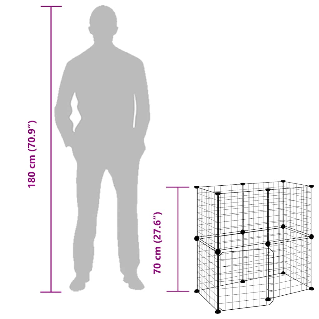 Κλουβί Κατοικίδιων με 12 Πάνελ + Πόρτα Μαύρο 35 x 35εκ Ατσάλινο - PAKOBAZAAR