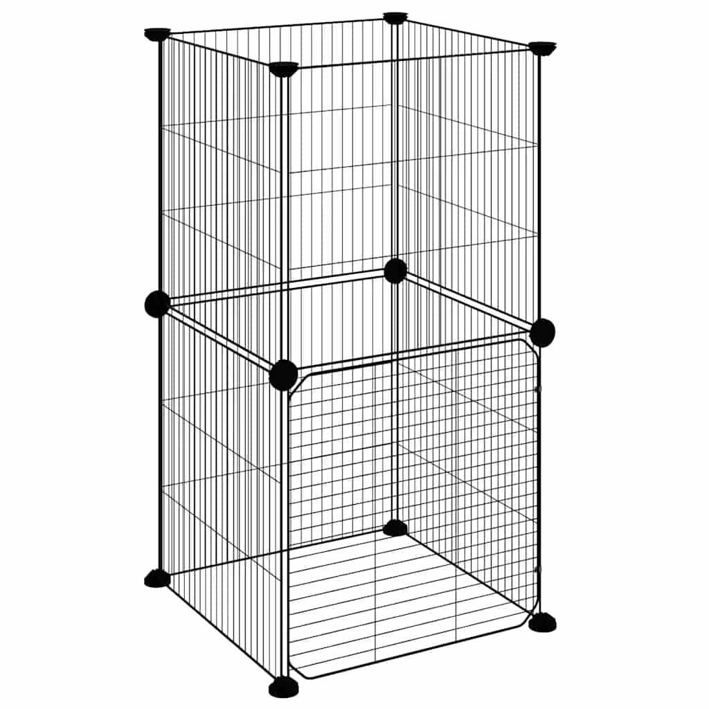 Κλουβί Κατοικίδιων με 8 Πάνελ + Πόρτα Μαύρο 35x35 εκ. Ατσάλινο - PAKOBAZAAR