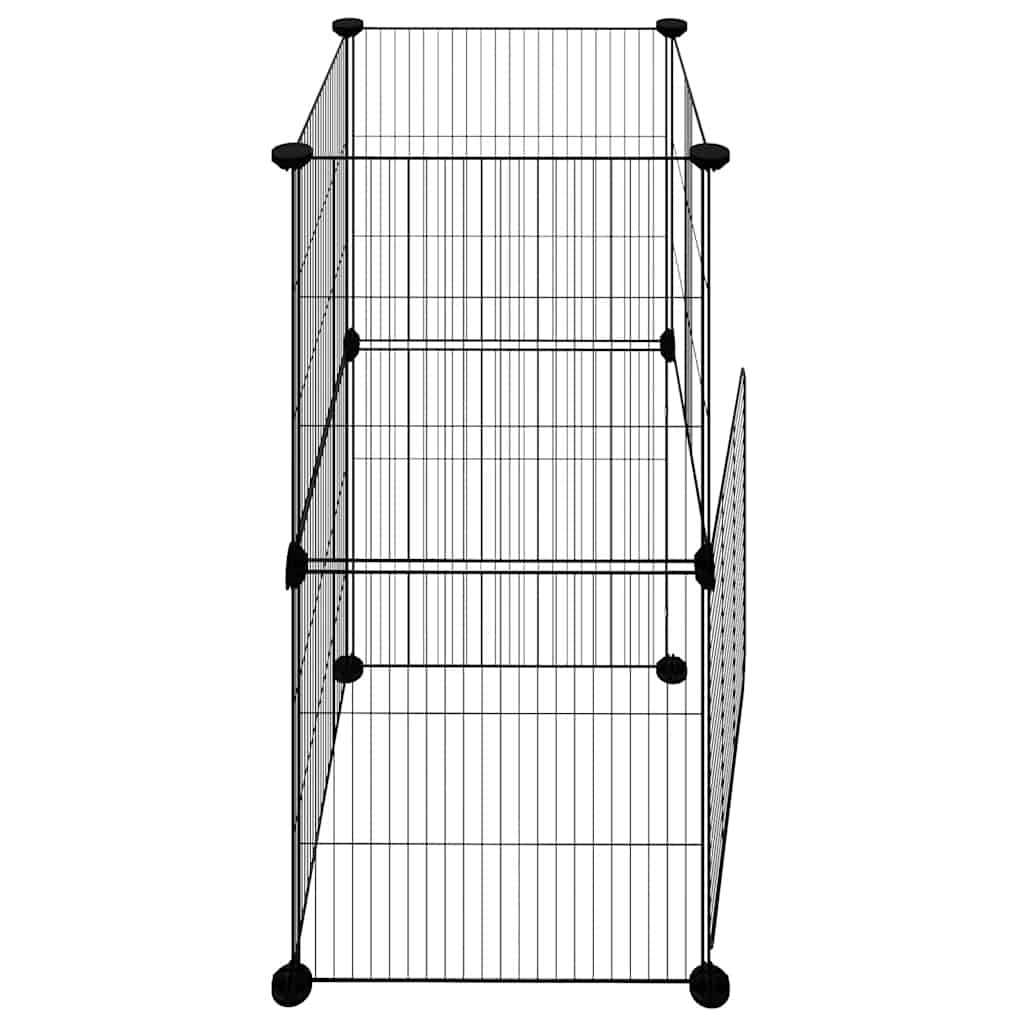 Κλουβί Κατοικίδιων με 8 Πάνελ + Πόρτα Μαύρο 35x35 εκ. Ατσάλινο - PAKOBAZAAR