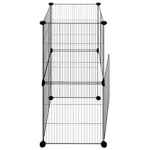 Κλουβί Κατοικίδιων με 8 Πάνελ + Πόρτα Μαύρο 35x35 εκ. Ατσάλινο - PAKOBAZAAR