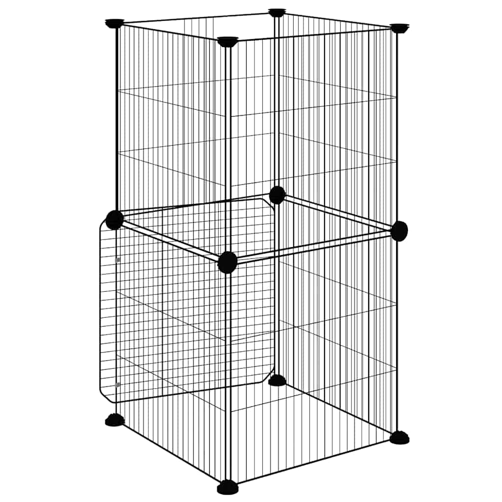 Κλουβί Κατοικίδιων με 8 Πάνελ + Πόρτα Μαύρο 35x35 εκ. Ατσάλινο - PAKOBAZAAR