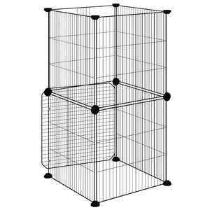 Κλουβί Κατοικίδιων με 8 Πάνελ + Πόρτα Μαύρο 35x35 εκ. Ατσάλινο - PAKOBAZAAR