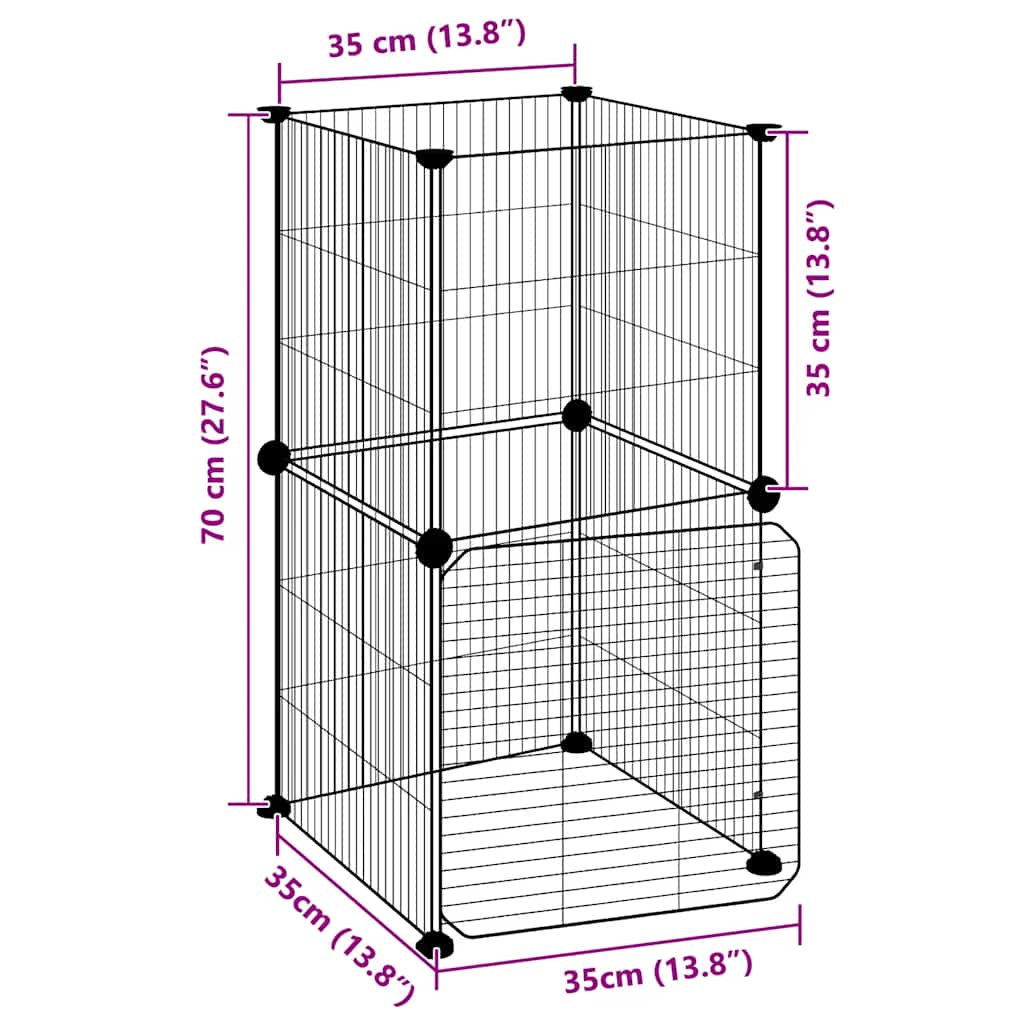 Κλουβί Κατοικίδιων με 8 Πάνελ + Πόρτα Μαύρο 35x35 εκ. Ατσάλινο - PAKOBAZAAR