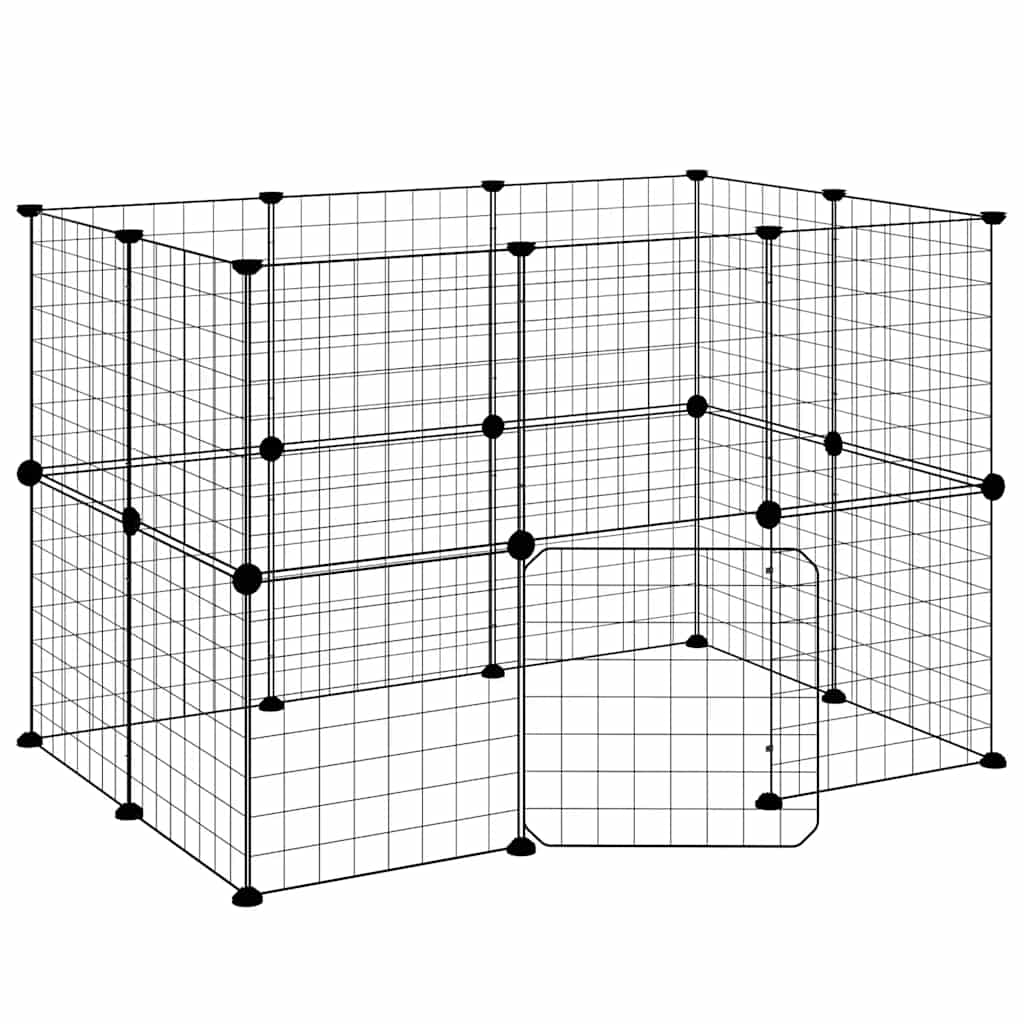 Κλουβί Κατοικίδιων με 20 Πάνελ + Πόρτα Μαύρο 35 x 35εκ Ατσάλινο - PAKOBAZAAR