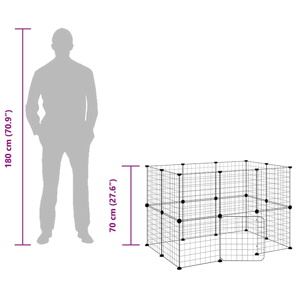 Κλουβί Κατοικίδιων με 20 Πάνελ + Πόρτα Μαύρο 35 x 35εκ Ατσάλινο - PAKOBAZAAR