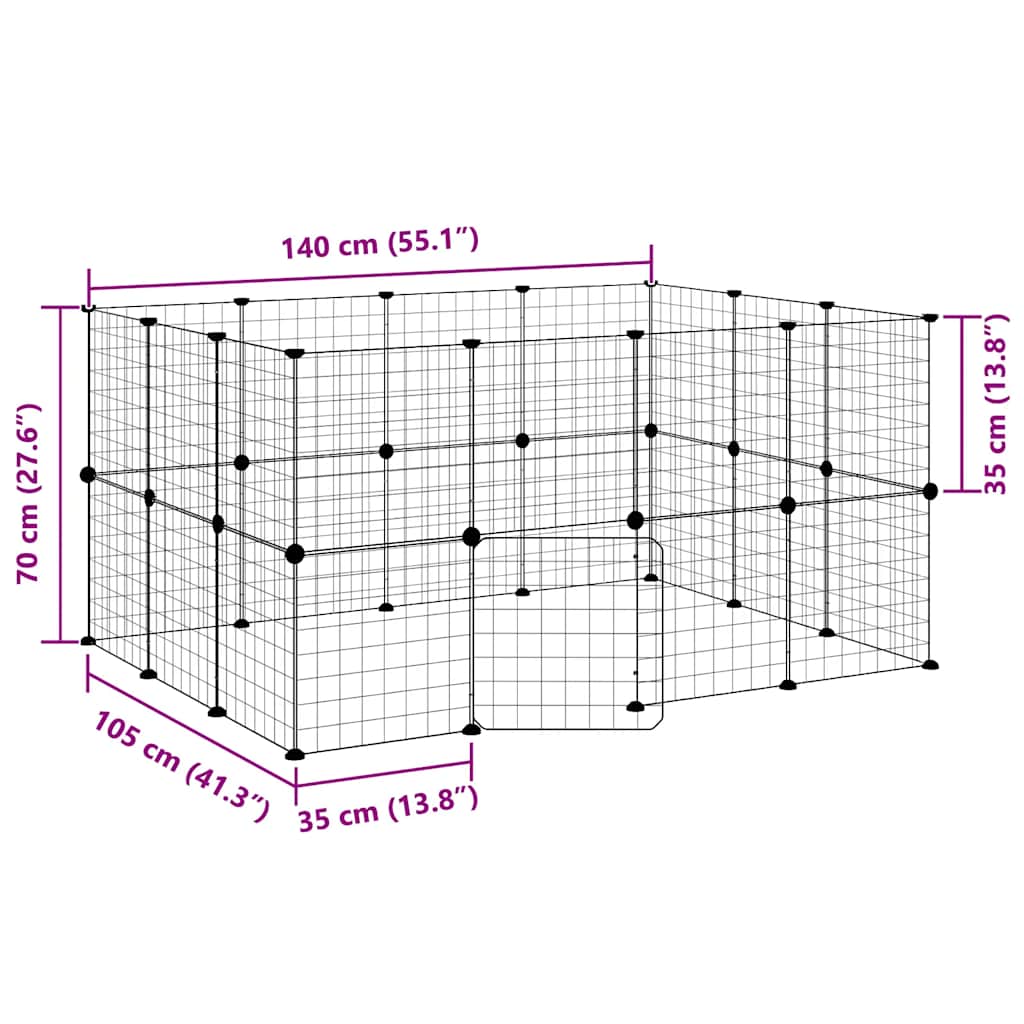 Κλουβί Κατοικίδιων με 28 Πάνελ + Πόρτα Μαύρο 35 x 35εκ Ατσάλινο - PAKOBAZAAR