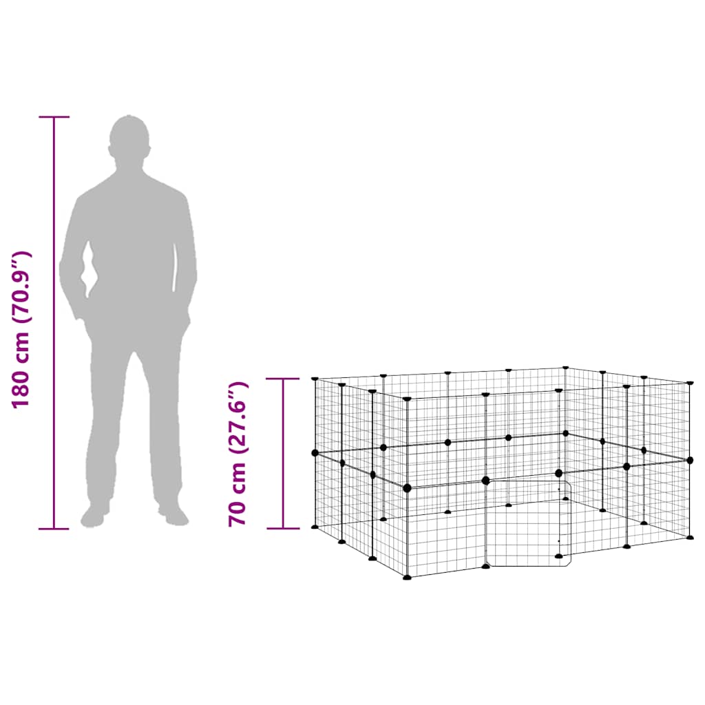 Κλουβί Κατοικίδιων με 28 Πάνελ + Πόρτα Μαύρο 35 x 35εκ Ατσάλινο - PAKOBAZAAR