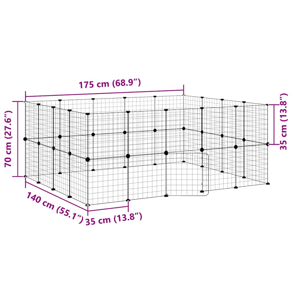 Κλουβί Κατοικίδιων με 36 Πάνελ + Πόρτα Μαύρο 35 x 35εκ Ατσάλινο - PAKOBAZAAR