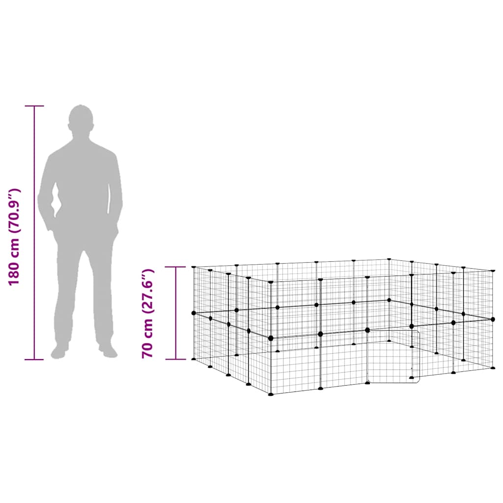 Κλουβί Κατοικίδιων με 36 Πάνελ + Πόρτα Μαύρο 35 x 35εκ Ατσάλινο - PAKOBAZAAR