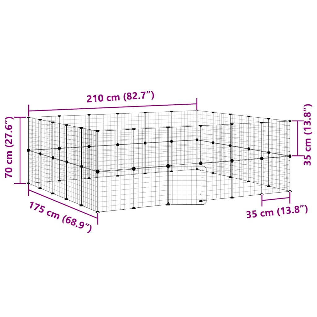Κλουβί Κατοικίδιων με 44 Πάνελ + Πόρτα Μαύρο 35 x 35εκ Ατσάλινο - PAKOBAZAAR