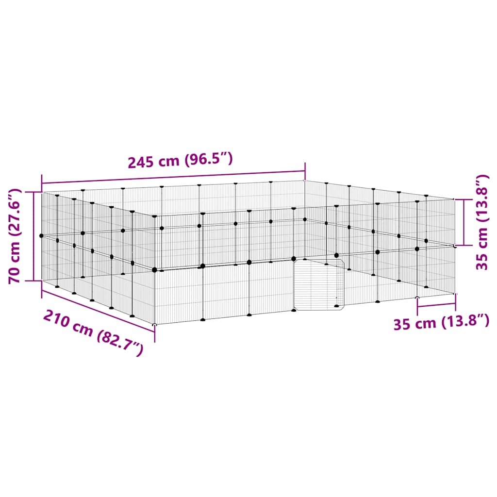 Κλουβί Κατοικίδιων με 52 Πάνελ + Πόρτα Μαύρο 35 x 35εκ Ατσάλινο - PAKOBAZAAR
