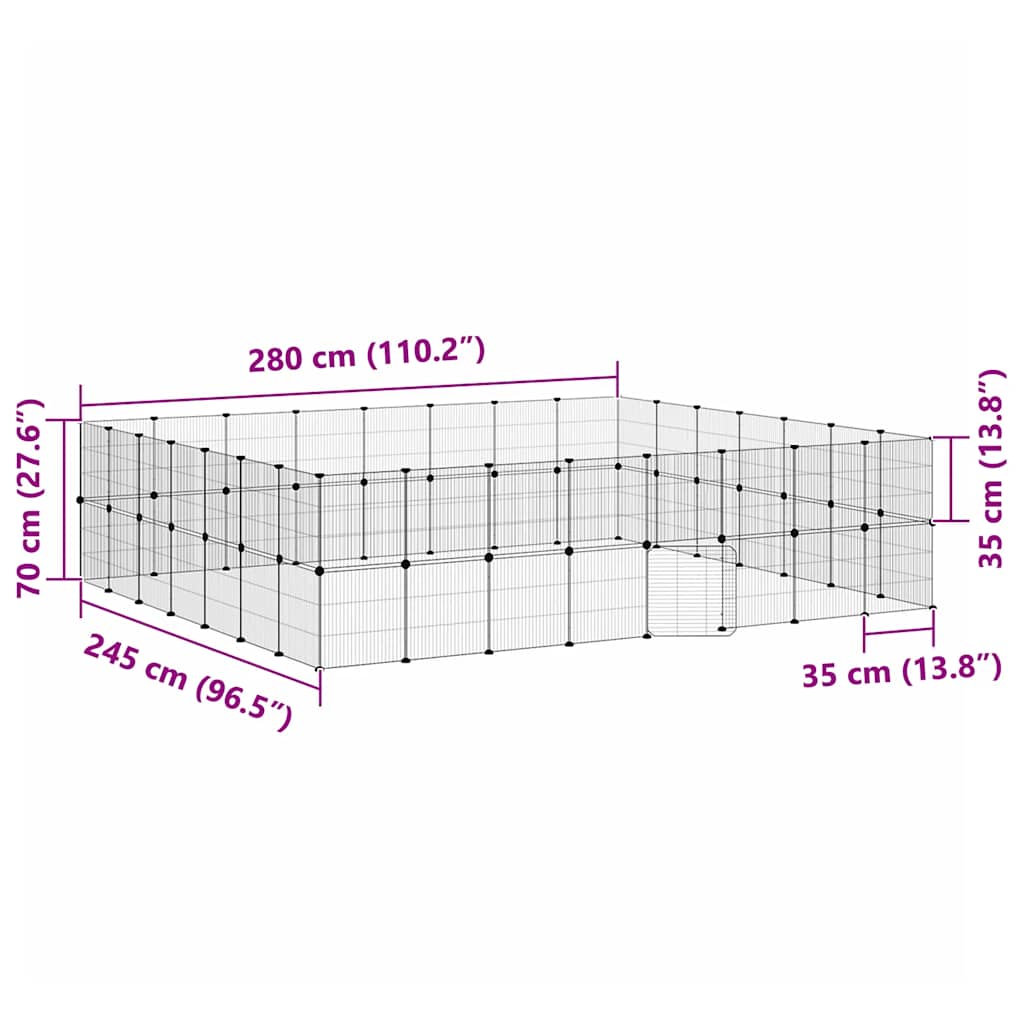 Κλουβί Κατοικίδιων με 60 Πάνελ + Πόρτα Μαύρο 35 x 35εκ Ατσάλινο - PAKOBAZAAR