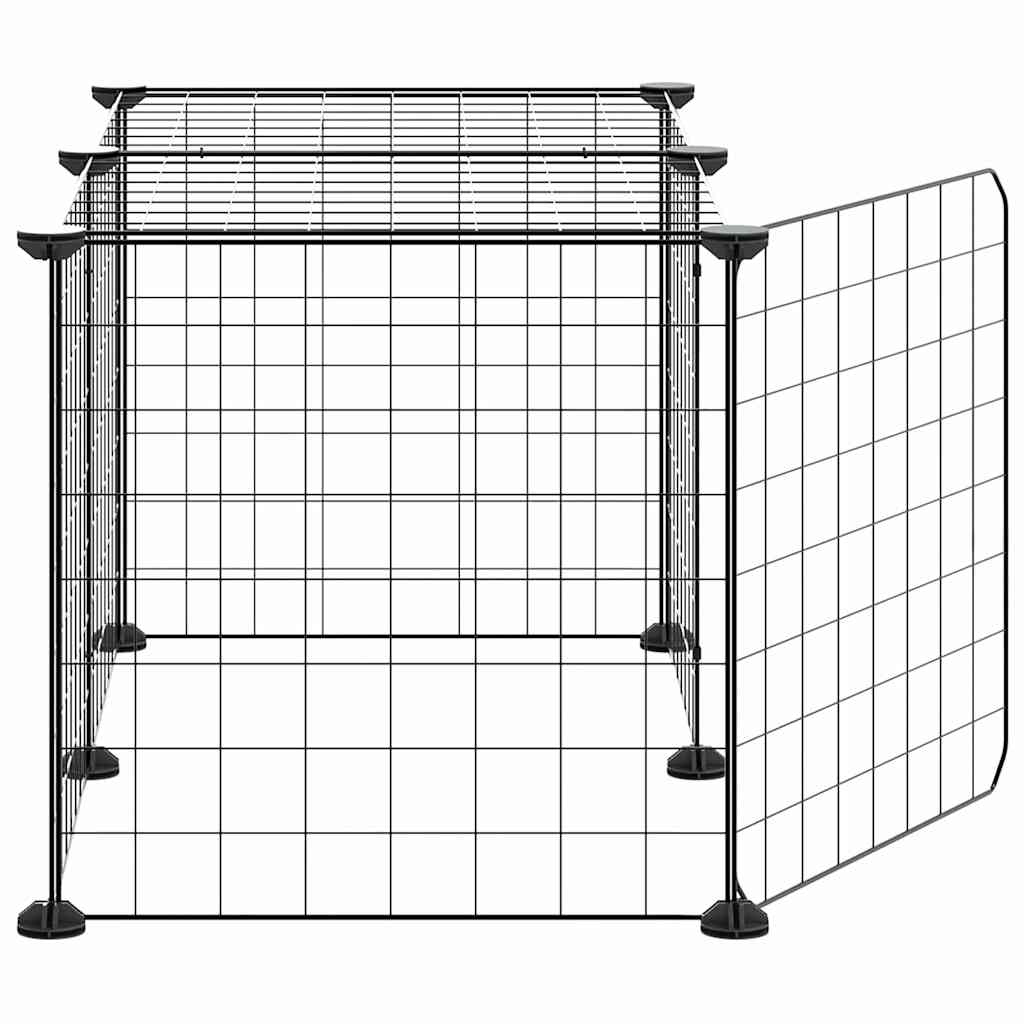 Κλουβί Κατοικίδιων με 8 Πάνελ + Πόρτα Μαύρο 35x35 εκ. Ατσάλινο - PAKOBAZAAR