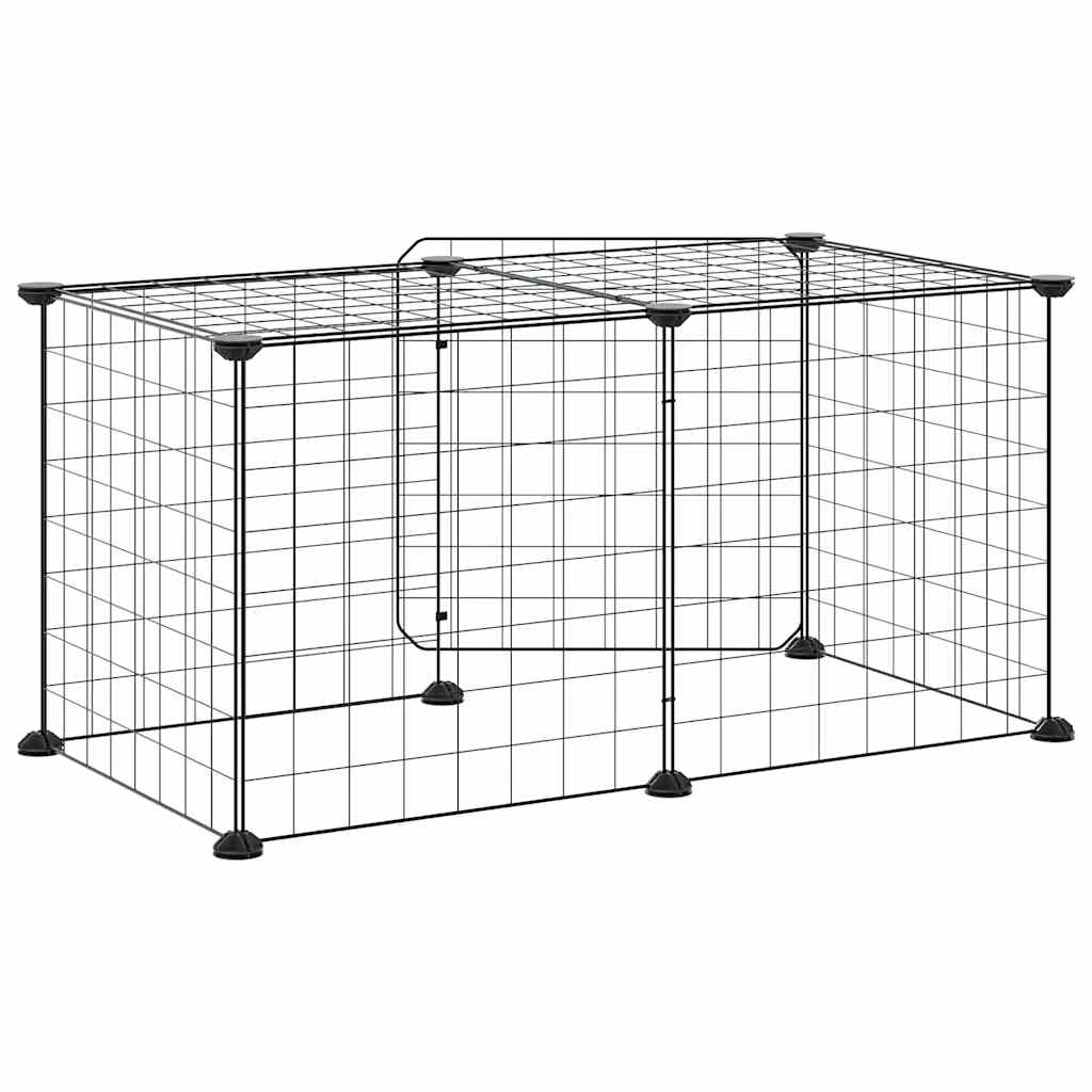 Κλουβί Κατοικίδιων με 8 Πάνελ + Πόρτα Μαύρο 35x35 εκ. Ατσάλινο - PAKOBAZAAR