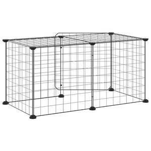 Κλουβί Κατοικίδιων με 8 Πάνελ + Πόρτα Μαύρο 35x35 εκ. Ατσάλινο - PAKOBAZAAR