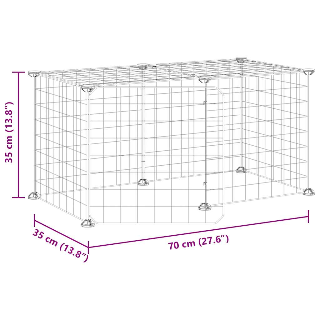 Κλουβί Κατοικίδιων με 8 Πάνελ + Πόρτα Μαύρο 35x35 εκ. Ατσάλινο - PAKOBAZAAR