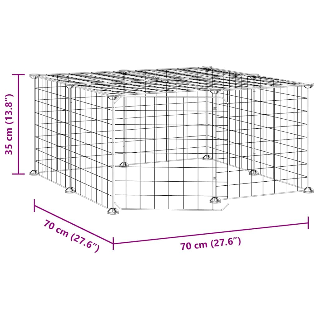 Κλουβί Κατοικίδιων με 12 Πάνελ + Πόρτα Μαύρο 35 x 35εκ Ατσάλινο - PAKOBAZAAR