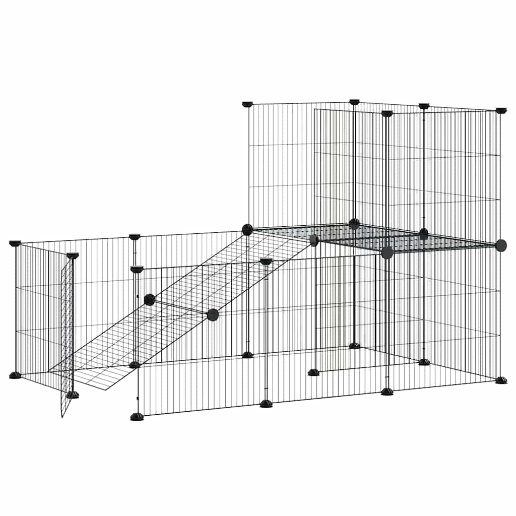 Κλουβί Κατοικίδιων με 20 Πάνελ + Πόρτα Μαύρο 35 x 35εκ Ατσάλινο - PAKOBAZAAR