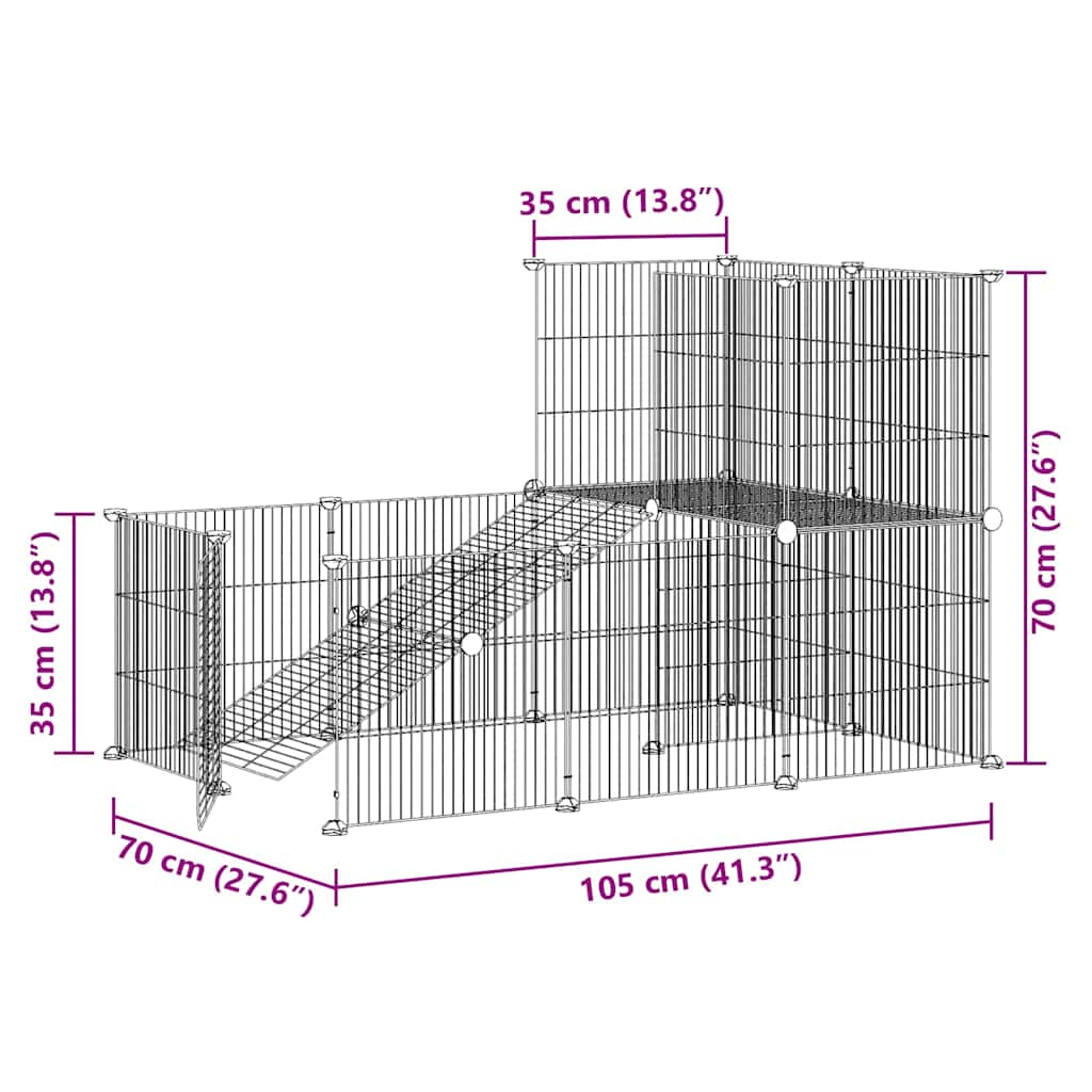 Κλουβί Κατοικίδιων με 20 Πάνελ + Πόρτα Μαύρο 35 x 35εκ Ατσάλινο - PAKOBAZAAR