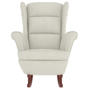 Κουνιστή Πολυθρόνα με Πλάτη από Βελούδο σε Κρεμ χρώμα