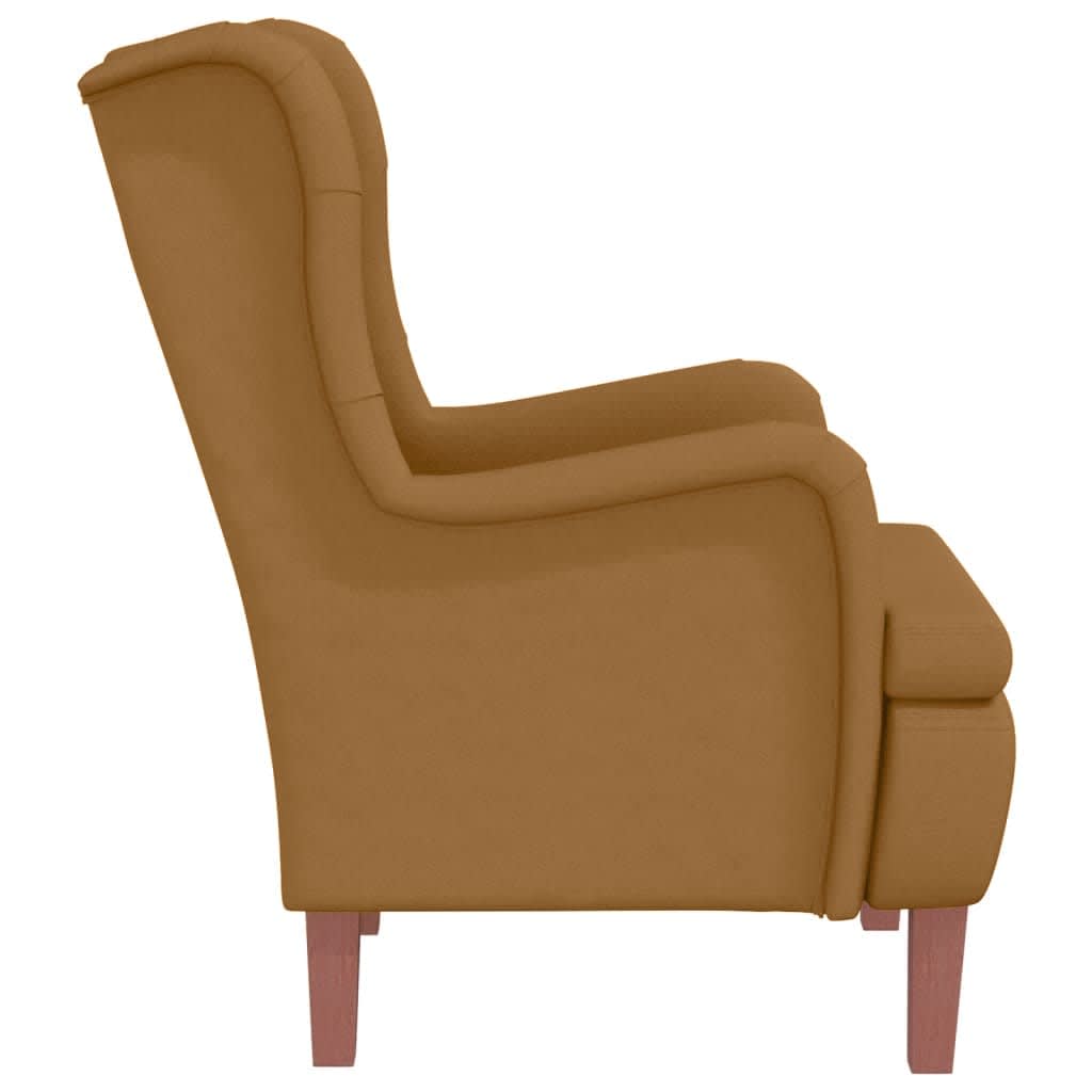 Πολυθρόνα Καφέ Βελούδινες με Σκαμπό