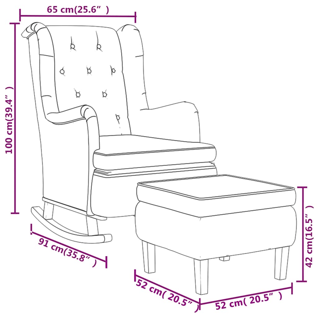 Πολυθρόνα Κουνιστή Μοβ Υφασμάτινη με Σκαμπό - Pakobazaar