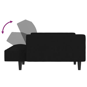 Καναπές Κρεβάτι Διθέσιος Μαύρο από Ύφασμα Μικροϊνών με Σκαμπό