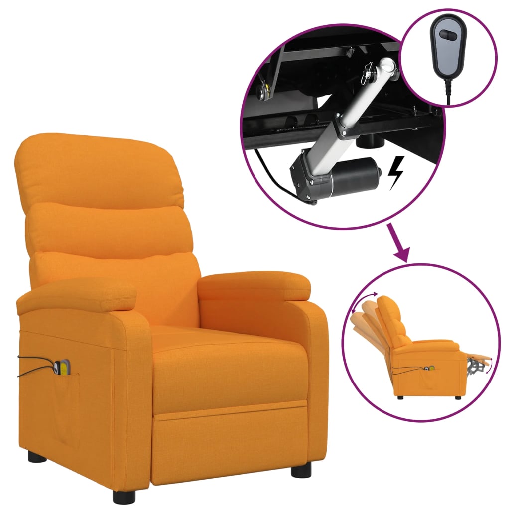 Πολυθρόνα Μασάζ Ηλεκτρική Κίτρινη Υφασμάτινη