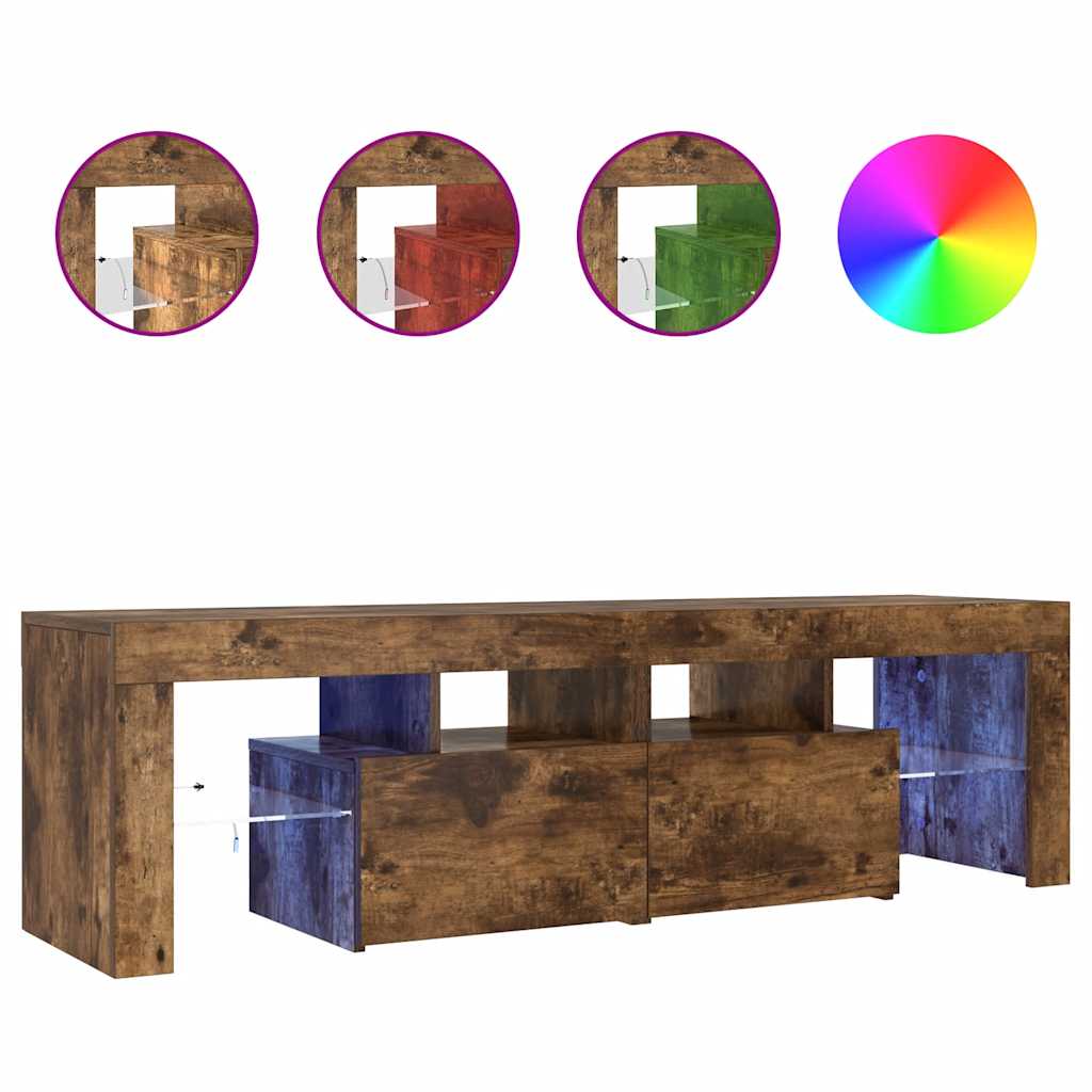 Έπιπλο Τηλεόρασης με LED Καπνιστή Δρυς 140 x 36,5 x 40 εκ. - Pakobazaar