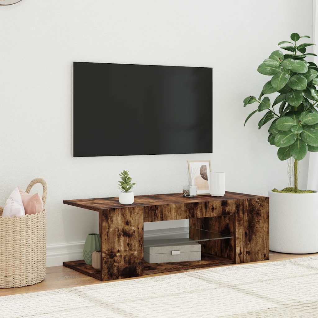 Έπιπλο Τηλεόρασης με LED Καπνιστή Δρυς 90 x 39 x 30 εκ. - Pakobazaar