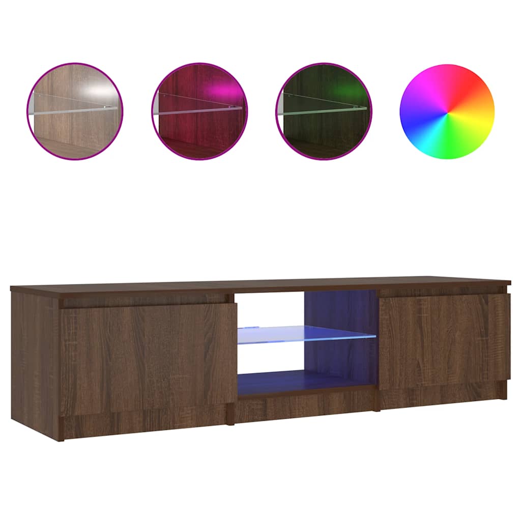 Έπιπλο Τηλεόρασης με LED Καφέ δρυς 140x40x36 εκ.