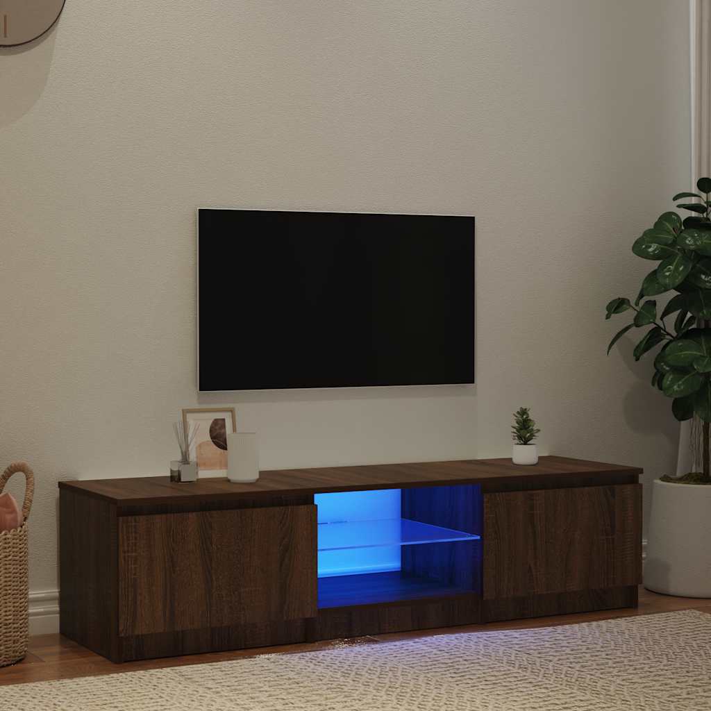 Έπιπλο Τηλεόρασης με LED Καφέ δρυς 140x40x36 εκ.