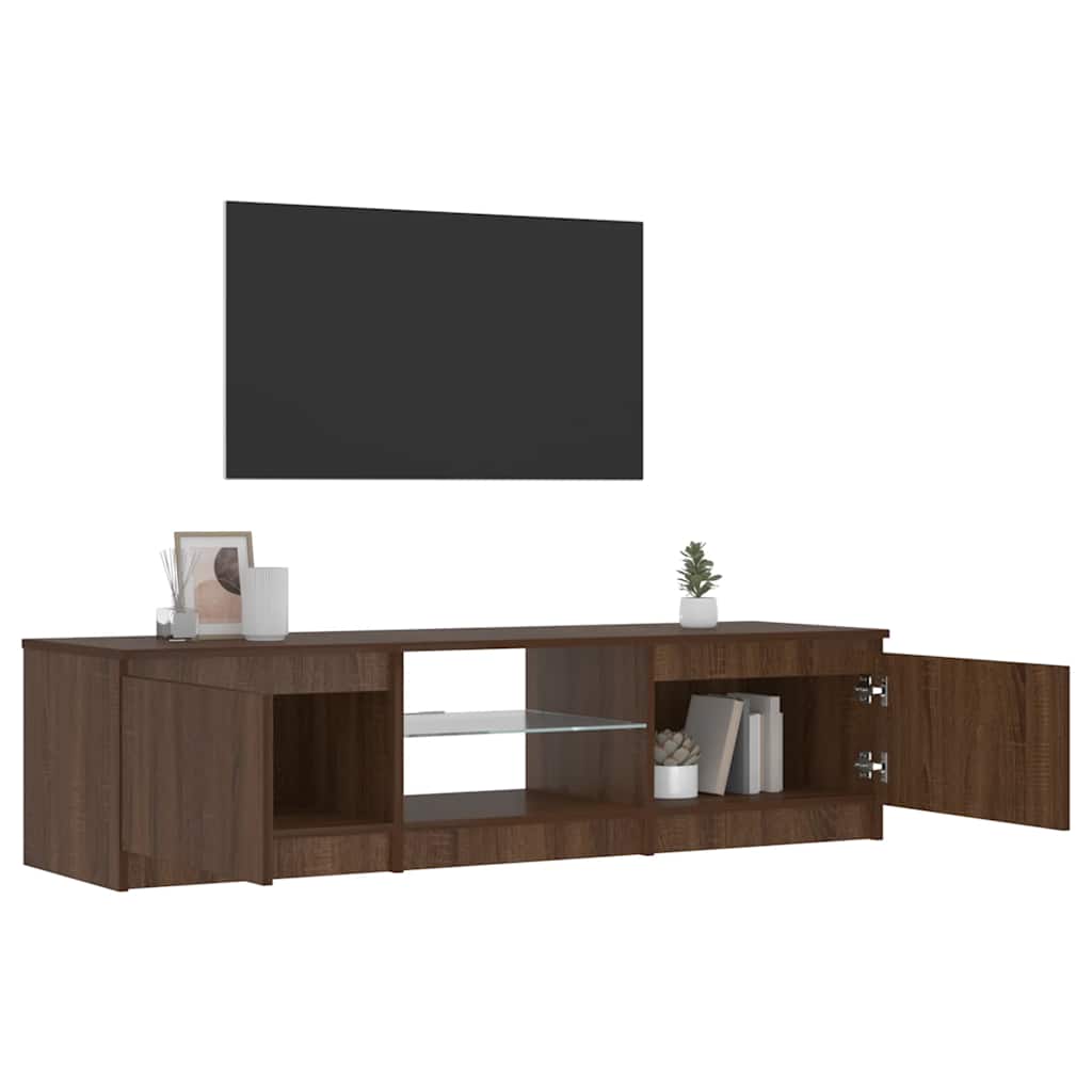 Έπιπλο Τηλεόρασης με LED Καφέ δρυς 140x40x36 εκ.