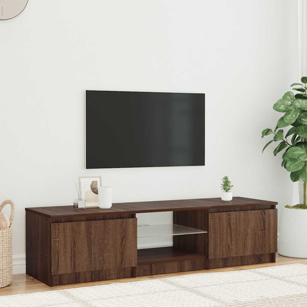 Έπιπλο Τηλεόρασης με LED Καφέ δρυς 140x40x36 εκ.