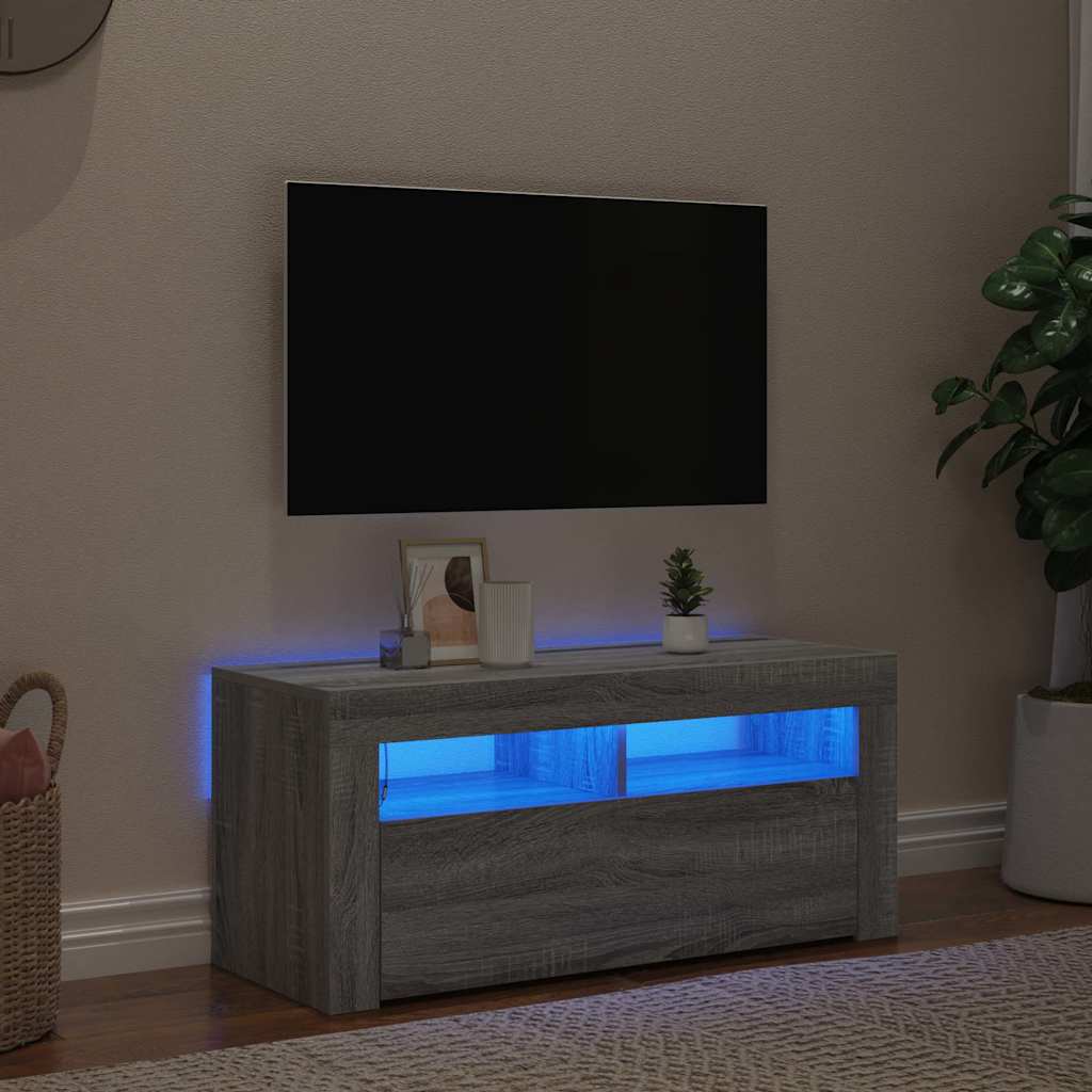 Έπιπλο Τηλεόρασης με LED Γκρι Sonoma 90x35x40 εκ. - Pakobazaar
