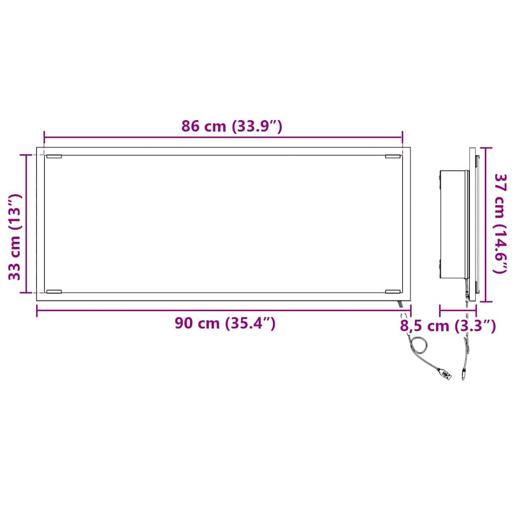 Καθρέφτης Καπνιστό Δρύς 90 x 8,5 x 37 εκ Επεξεργασμένο ξύλο - Pakobazaar