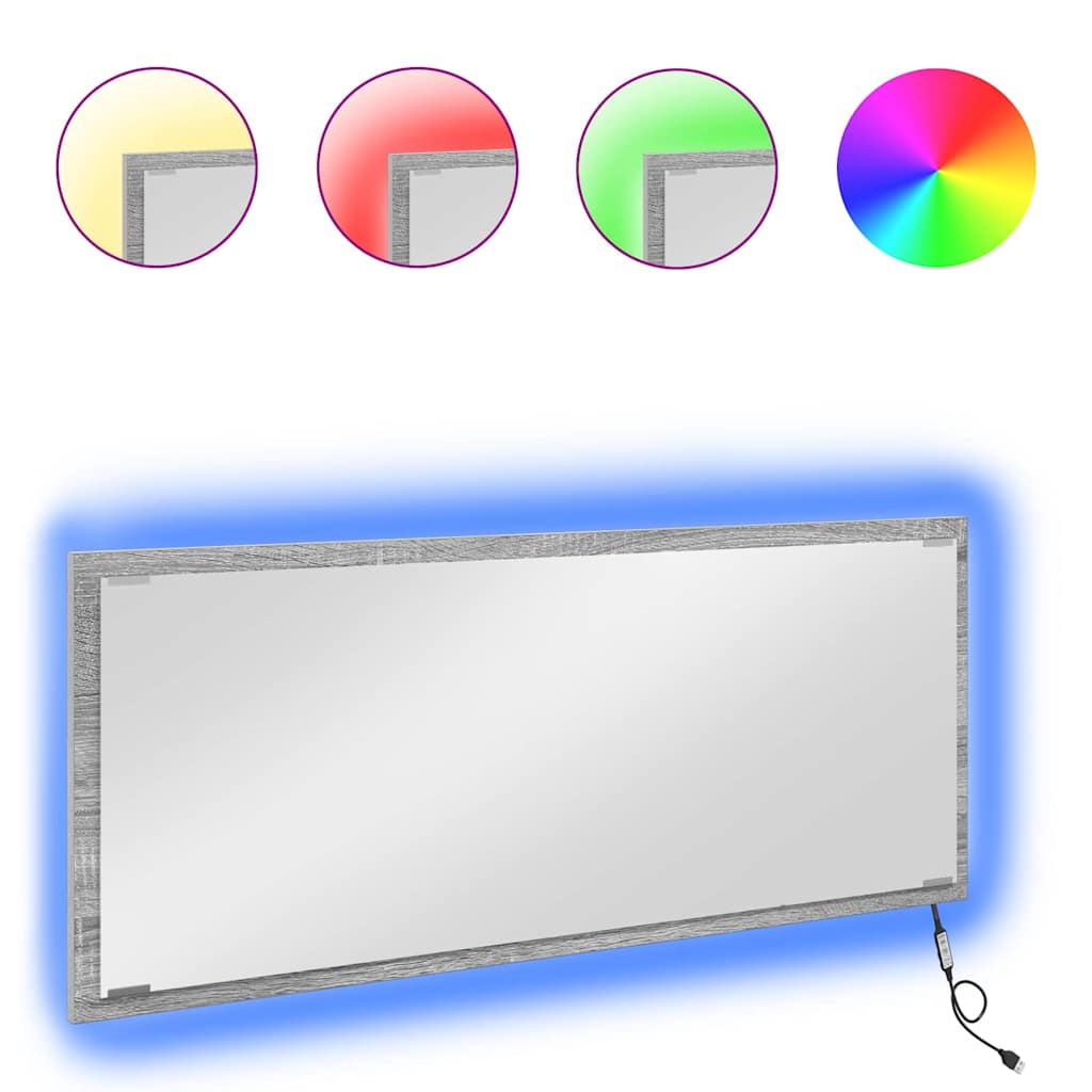 Καθρέφτης Γκρίζο Σονομα 90 x 8,5 x 37 εκ Επεξεργασμένο ξύλο - Pakobazaar