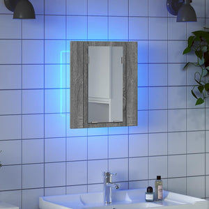 Έπιπλο Καθρέφτη Μπάνιου LED Γκρι Sonoma 40x12x45 εκ. Επεξ. Ξύλο - Pakobazaar
