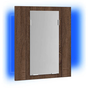 Έπιπλο Καθρέφτη Μπάνιου LED Καφέ Δρυς 40x12x45 εκ. Επεξ. Ξύλο - Pakobazaar