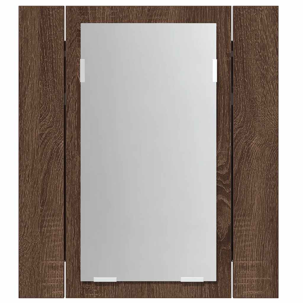 Έπιπλο Καθρέφτη Μπάνιου LED Καφέ Δρυς 40x12x45 εκ. Επεξ. Ξύλο - Pakobazaar