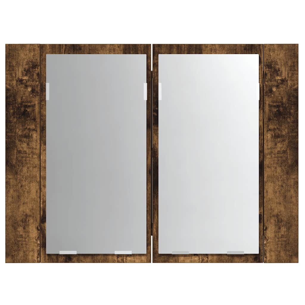 Έπιπλο Καθρέφτη με LED Καπνιστή Δρυς 60x12x45 εκ. Επεξ. Ξύλο - Pakobazaar