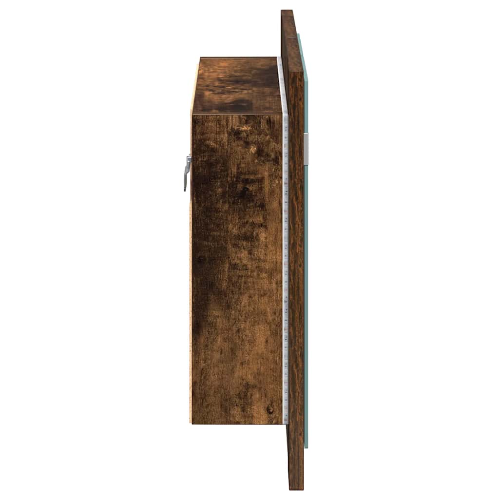 Έπιπλο Καθρέφτη με LED Καπνιστή Δρυς 60x12x45 εκ. Επεξ. Ξύλο - Pakobazaar