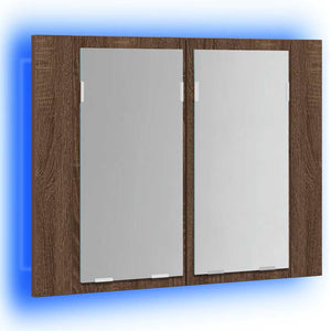 Έπιπλο Καθρέφτη με LED Καφέ Δρυς 60x12x45 εκ. από Επεξ. Ξύλο - Pakobazaar