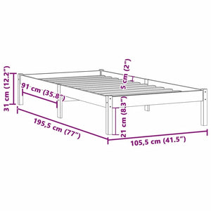 Σκελετός Κρεβατιού Χωρίς Στρώμα Twin 100x190εκ. Μασίφ Πεύκο - Pakobazaar