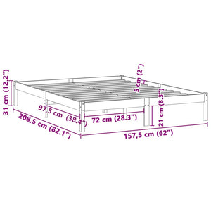 Σκελετός Κρεβατιού Χωρίς Στρώμα 152x203 εκ. Μασίφ Πεύκο