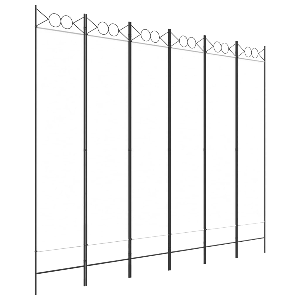 Διαχωριστικό Δωματίου με 6 Πάνελ Λευκό 240x200 εκ. από Ύφασμα - Pakobazaar