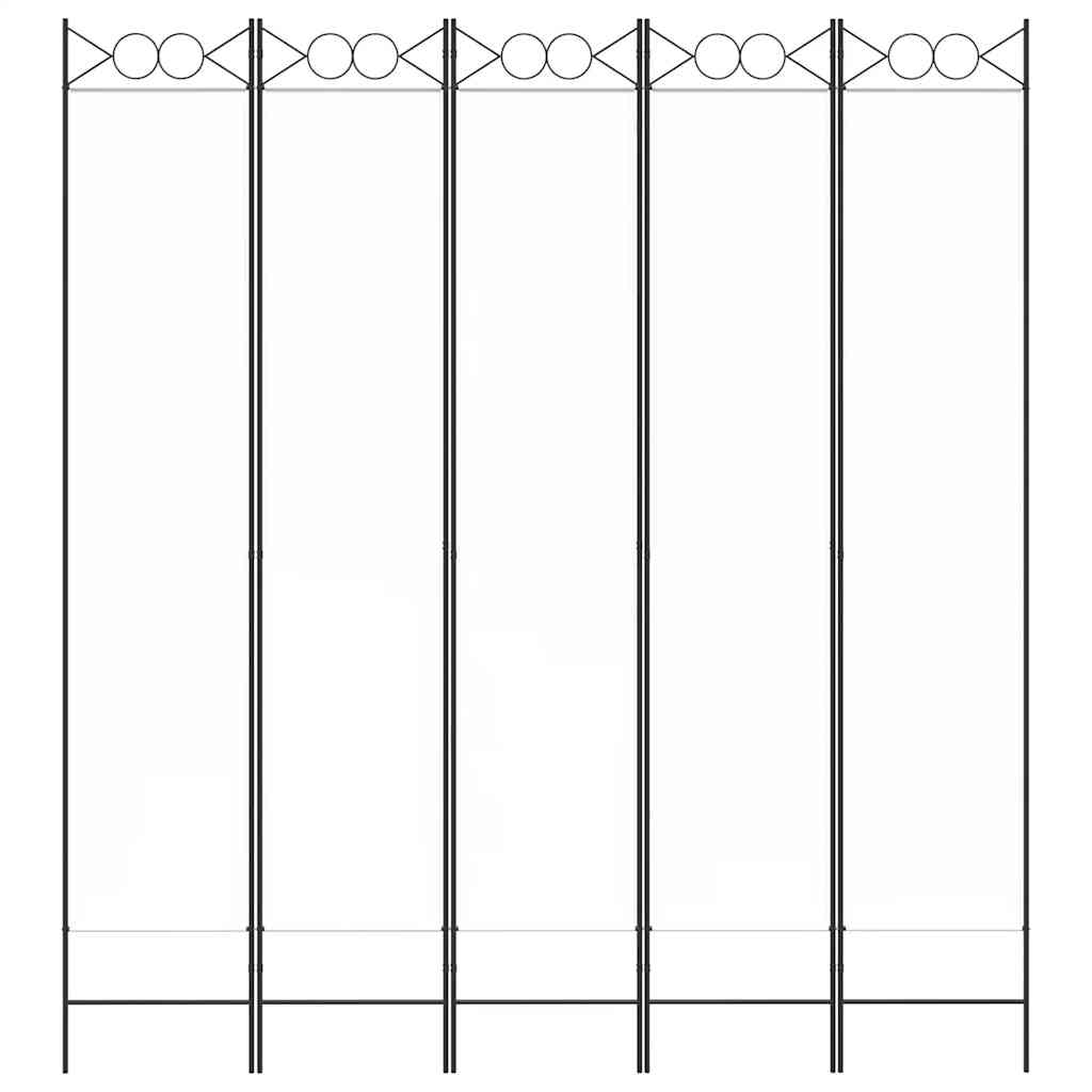 Διαχωριστικό Δωματίου με 5 Πάνελ Λευκό 200x220 εκ. από Ύφασμα - Pakobazaar