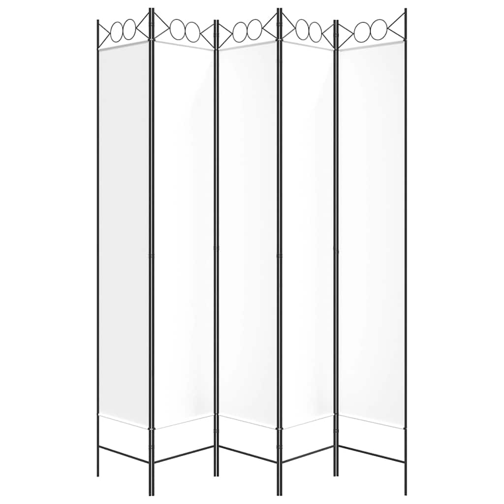 Διαχωριστικό Δωματίου με 5 Πάνελ Λευκό 200x220 εκ. από Ύφασμα - Pakobazaar