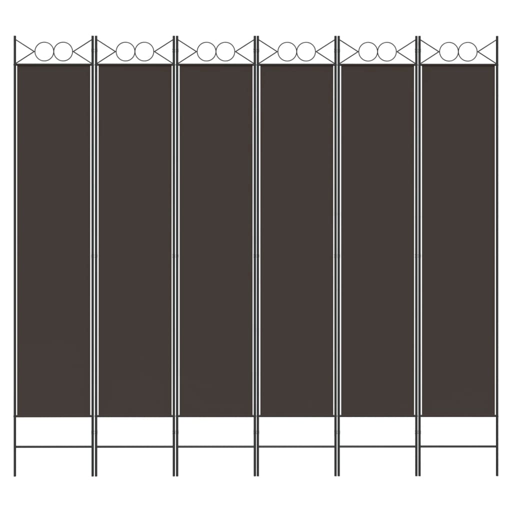 Διαχωριστικό Δωματίου με 6 Πάνελ Καφέ 240x220 εκ. από Ύφασμα
