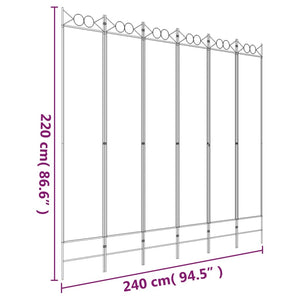 Διαχωριστικό Δωματίου με 6 Πάνελ Μαύρο 240x220 εκ. από Ύφασμα - Pakobazaar